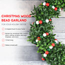 Ornativity Red and Green Garland - Rustic Christmas Wooden Farmhouse Xmas Decor Country Wood Beaded Home and Holiday Garland Tree Decorations Boho Strand of Beads 10 Feet (4 Pack)
