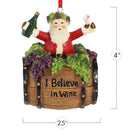 Santa Wine Barrel Ornament - Santa On Wine Barrel Christmas Holiday Tree Decoration