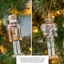 Nutcracker Hanging Ornament Figures – Gold and Silver Glittered Christmas Mini Wooden King and Soldier Nutcrackers Xmas Tree Ornament Set – 5 Pieces
