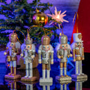 Nutcracker Hanging Ornament Figures – Gold and Silver Glittered Christmas Mini Wooden King and Soldier Nutcrackers Xmas Tree Ornament Set – 5 Pieces