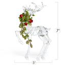 Acrylic Christmas Reindeer Ornaments - Holiday Clear Party Deer Figurine Statues with Green Mistletoe and Red Berries Dinner Tabletop Decorations Centerpiece - Pack of 2
