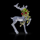 Acrylic Christmas Reindeer Ornaments - Holiday Clear Party Deer Figurine Statues with Green Mistletoe and Red Berries Dinner Tabletop Decorations Centerpiece - Pack of 2