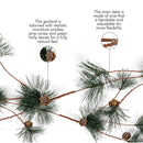Pinecone and Needles Garland - Pine Needles and Pinecone Rustic Holiday Christmas Tree Natural Garland Decorations – 6 Ft