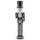 Christmas Scary Skeleton Nutcracker – Black and White Wooden Day of The Dead Skeletal Nutcracker Man with Top Hat Xmas and Halloween Themed Holiday Nut Cracker Doll Figure Decorations