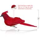 Red Cardinal Bird Clips - Christmas Holiday Red Birds Cardinal Tree Ornaments with Clips for Attachment - Pack of 2