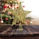 Gold Star Tree Topper - Christmas Glitter Star Ornament Treetop Decoration (Gold)