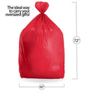 Huge Gift Wrap Bag - Large Plastic Red Wrapping Bags for Jumbo Birthday Christmas Holiday Graduation Gifts and Festive Parties