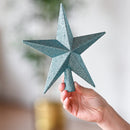Glitter Star Tree Topper - Christmas Tiffany Blue Decorative Holiday Bethlehem Star Ornament