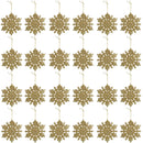 Ornativity Glitter Snowflake Ornaments - Holiday Wedding Plastic Sparkling Hanging Snowflakes  Pack of 24