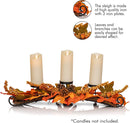 Maple Leaves Candle Holder - Thanksgiving Fall Harvest Themed Candleholder Centerpiece Decorations with Pinecones and Acorns