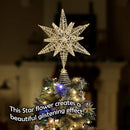 Gold Star Tree Topper – Christmas Gold 3D Glitter Star Ornament Treetop Decoration for Large Tree
