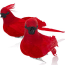 Red Cardinal Bird Clips - Christmas Holiday Red Birds Cardinal Tree Ornaments with Clips for Attachment - Pack of 2
