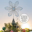 Jewel Flower Tree Topper - Gold Glitter Sparkling Metal Wire Star Flower Topper with Sparkly Gem Finish Christmas Tree Top Ornament Decoration