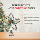 Rattan Star Tree Topper – Christmas Farmhouse Rustic Tree Topper with Holly Mistletoe and Berry Decorations