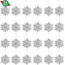 Ornativity Glitter Snowflake Ornaments - Holiday Wedding Plastic Sparkling Hanging Snowflakes  Pack of 24