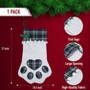 Christmas Pet Paw Stocking - Cute Pet Hanging Stockings for Xmas Holiday Decorations with Large Plaid Paw - Pack of 1