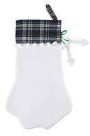 Christmas Pet Paw Stocking - Cute Pet Hanging Stockings for Xmas Holiday Decorations with Large Plaid Paw - Pack of 1