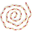 Popcorn Cranberry Wooden Garland – Realistic Pop Corn and Rustic Red Wood Beaded Christmas Tree Decorations Garland Bead Strand