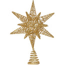 Gold Star Tree Topper – Christmas Gold 3D Glitter Star Ornament Treetop Decoration for Large Tree