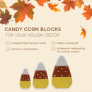 Candy Corn Home Decorations - Rustic Wooden Painted Fall Shelf Sitters Farmhouse Mantel Shelves and Tabletop Ornament Decor - Set of 3