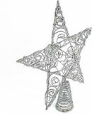 Silver Star Tree Topper - Christmas Swirl Design Sparkle Star Treetop Ornament