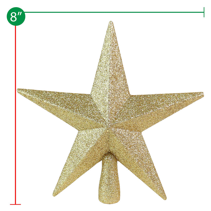 Glitter Star Tree Topper - Christmas Decorative Holiday Bethlehem Star Ornament 5.5"