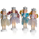 Nutcracker Hanging Ornament Figures – Fairy Ballet Dancers Glittered Christmas Mini Wooden Nutcrackers Xmas Tree Ornament Set – 4 Pieces
