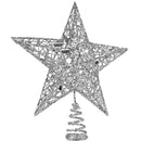 Star Tree Topper - Christmas Glitter Star Ornament Treetop Decoration (Silver)