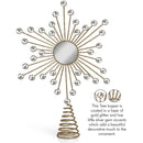 Jewel Star Tree Topper - Gold Glitter Sparkling Metal Wire Star Topper with Sparkly Gem Finish Christmas Tree Top Ornament Decoration