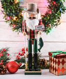 Christmas Fisher Man Nutcracker – Red and Green Wooden Fisherman Nutcracker Man with Fishing Rod and Fish in Hand Xmas Themed Holiday Nut Cracker Doll Figure Decorations