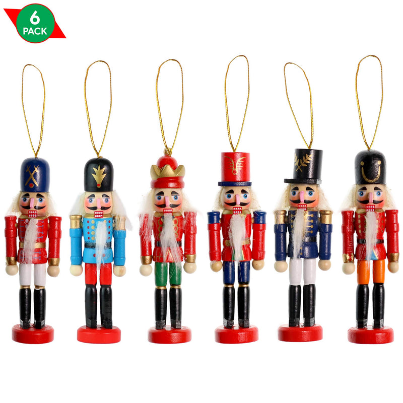 Nutcrackers Hanging Ornament Figures - Christmas Mini Wooden King and Soldier Nutcracker