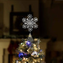 Glitter Snowflake Tree Topper - Gold Sparkling Gem Christmas Tree Decoration (Silver Glitter)