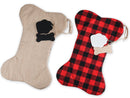 Christmas Plaid Pet Stocking - Cute Buffalo Plaid Doggy Bone Paw Stockings for Puppy Dog Pets Set - Pack of 2