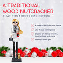 Christmas Dog Mom Nutcracker – White and Black Wooden Nutcracker Woman with Dog on Leash and a Smartphone in Hand Xmas Themed Holiday Nut Cracker Doll Figure Decorations
