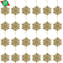 Ornativity Glitter Snowflake Ornaments - Holiday Wedding Plastic Sparkling Hanging Snowflakes  Pack of 24
