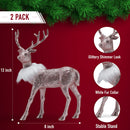 Rose Glitter Christmas Reindeer - Holiday Party Deer Rose Gold Figurine Statues Dinner Tabletop Decorations Centerpiece - Pack of 2