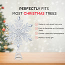 Glitter Snowflake Tree Topper - White Sparkling Christmas Tree Decoration with Gem Design
