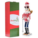 Christmas Woman Skier Nutcracker – Red and White Wooden Nutcracker Woman with Ugly Sweater and Ski Sticks in Skiing Pose Xmas Themed Holiday Nut Cracker Doll Figure Decorations