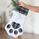 Christmas Pet Paw Stocking - Cute Pet Hanging Stockings for Xmas Holiday Decorations with Large Plaid Paw - Pack of 1
