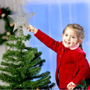 Star Tree Topper - Christmas Glitter Star Ornament Treetop Decoration (Silver)