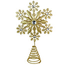 Glitter Snowflake Tree Topper - Gold Sparkling Gem Christmas Tree Decoration (Gold Glitter)