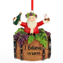 Santa Wine Barrel Ornament - Santa On Wine Barrel Christmas Holiday Tree Decoration