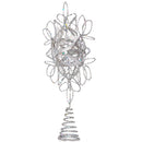 Flower Snowflake Tree Topper - Christmas Glitter Silver Flower Snow Flake Star Ornament Treetop Decoration