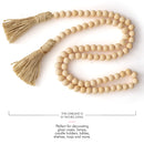 Ornativity Farmhouse Beads Wooden Garland- Wood Prayer Bead Garland with Tassels Boho Rustic Accented Home décor Country style hanging beads 60 inches (Natural Wood)