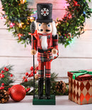 Ornativity Christmas Buffalo Plaid Nutcracker – Red and Black Wooden Nutcracker Soldier with an Acorn Staff and Holly Berries Wreath Xmas Themed Holiday Nut Cracker Doll Figure Decorations