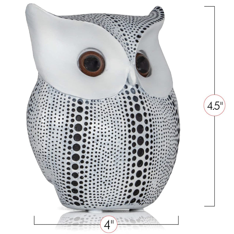 White Owl Statue Figurine - Animal Sculpture Home Decoration for Bedroom Living Room Kitchen Office Bathroom House Decor Figurines