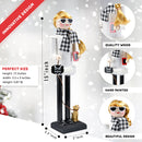 Christmas Dog Mom Nutcracker – White and Black Wooden Nutcracker Woman with Dog on Leash and a Smartphone in Hand Xmas Themed Holiday Nut Cracker Doll Figure Decorations