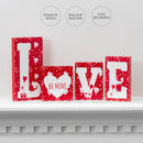 Red Wooden Love Blocks - Valentine's Day Romantic Heart Wood Letters Block Decoration Sign with Hearts for Mantel Shelf Over Fireplace, Table Top, Home and Office