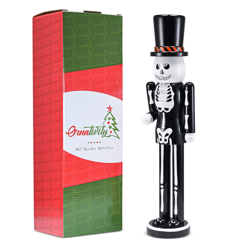 Christmas Scary Skeleton Nutcracker – Black and White Wooden Day of Th