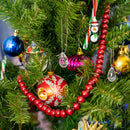 Red Cranberry Wooden Garland - Rustic Red Wood Beaded Christmas Tree Decorations Garland Bead Strand